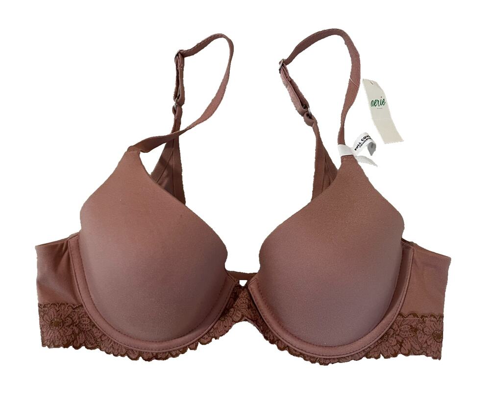 NWT Aerie Full Coverage Bra 34B Underwire Lightly Lined Lace Band Brown NEW